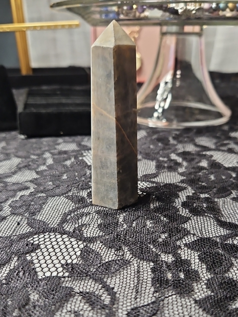 Polished Jasper Gray Crystal Tower Point 3.5 Oz